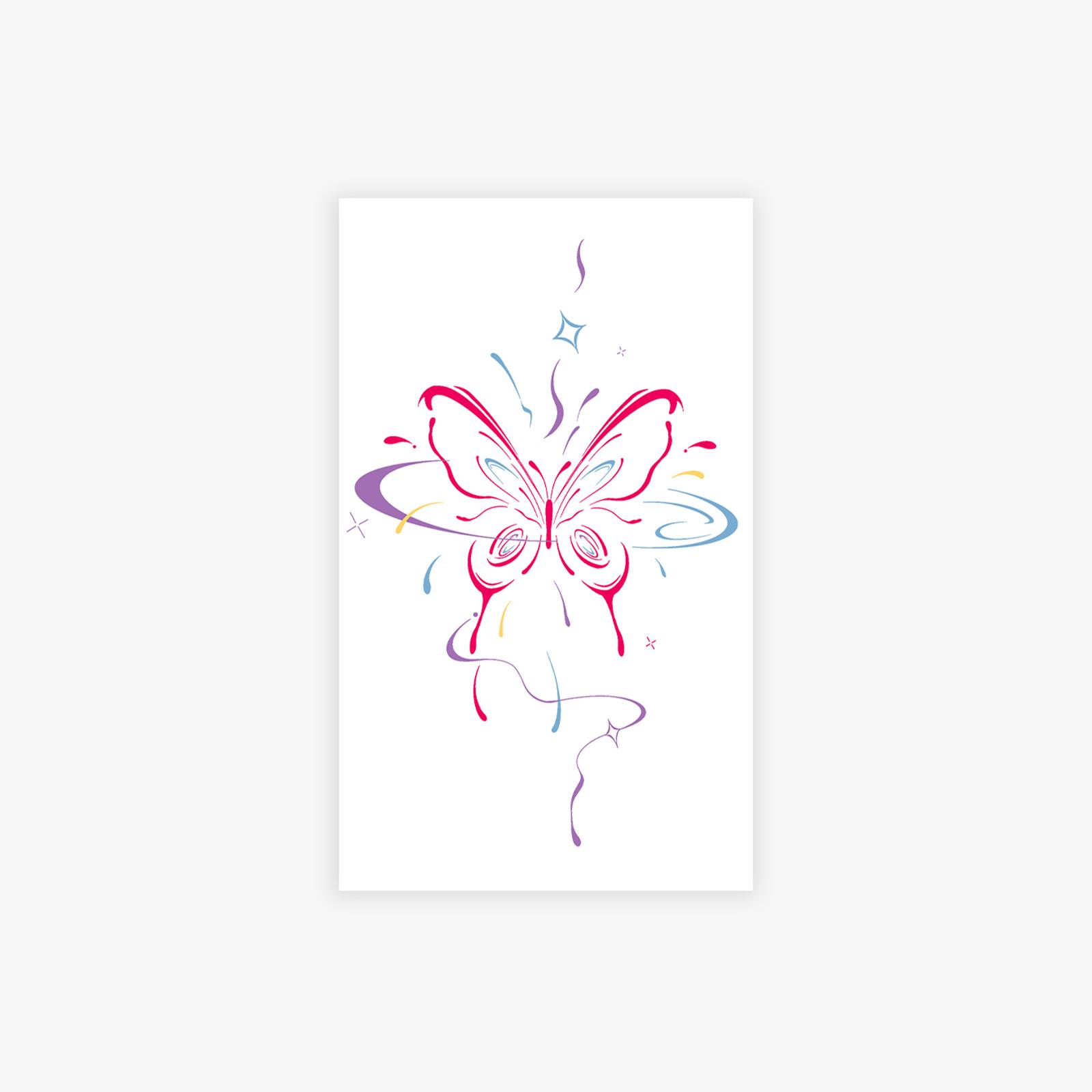 

Watercolor Butterfly Star Tattoo Sticker Gradual Change Smudge, Lasting Waterproof, Advanced Sense Arm Sticker 11*18