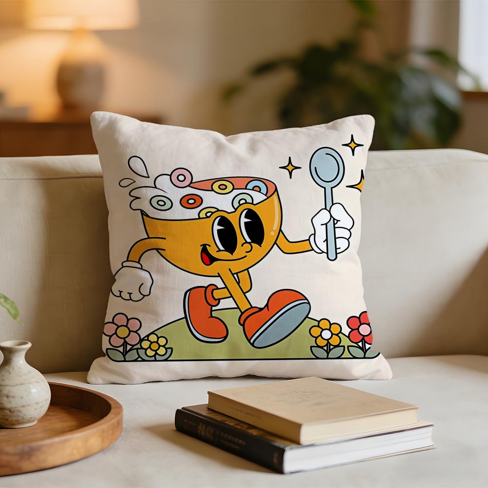 

Retro pop cartoon food Cushion Cover Short plush pillowcase for bed sofa carwashable 30x30cm
