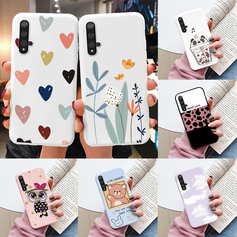 Flowers Funda For Huawei Nova 5T Capa NOVA5T 5 T Phone Case Soft Silicone Cute Cat Bear Back Cover For Nova5 T Coque Bag Fashion
