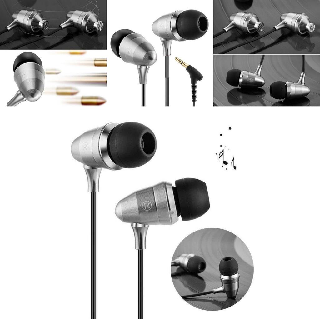 Silver Bullet Earphones Metal Deep Bass Wired Inear Headphones For Music Lovers