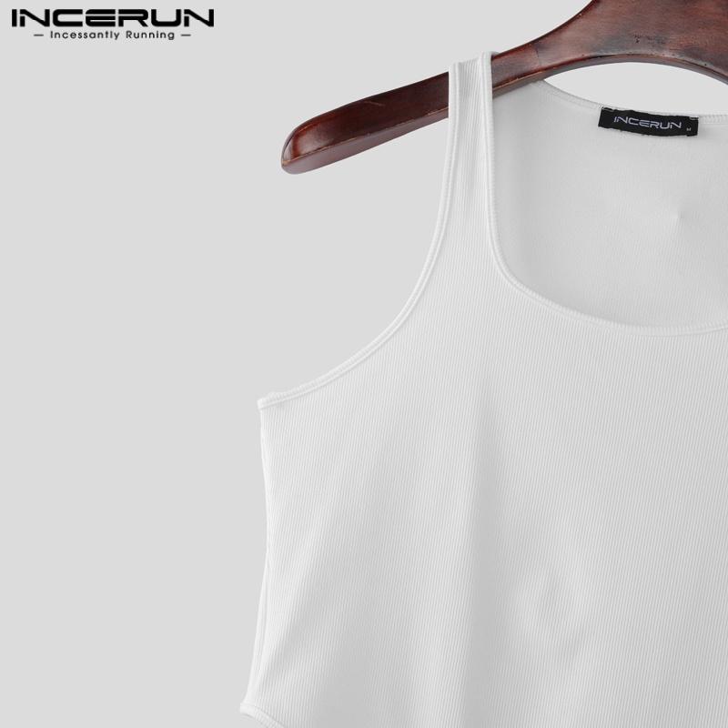 INCERUN Men Underwear U Neck Sleeveless Rib Fitted Leotard Jumpsuits
