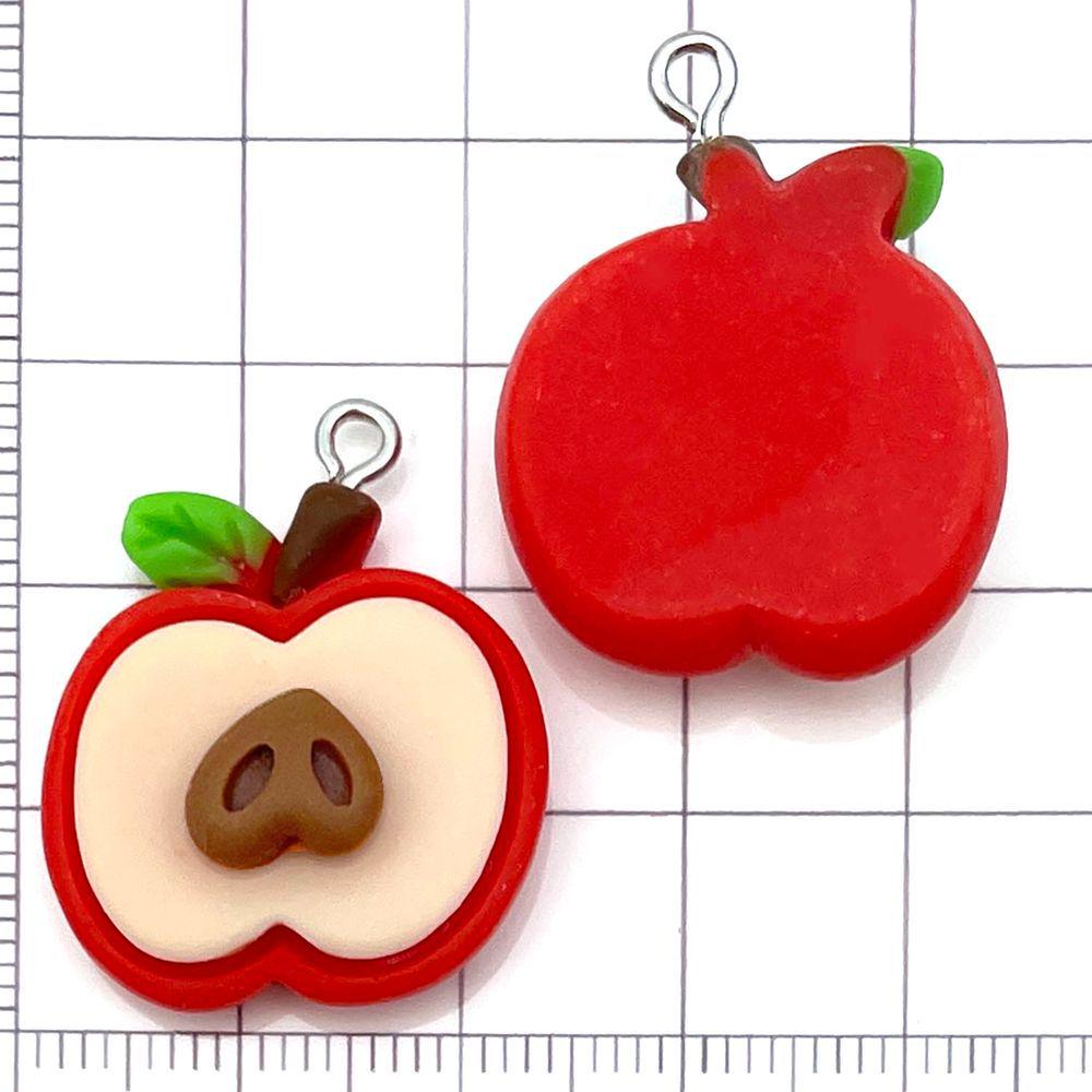 Set of 10 Red Resin 3D Apple Pendants for DIY Jewelry Accessories