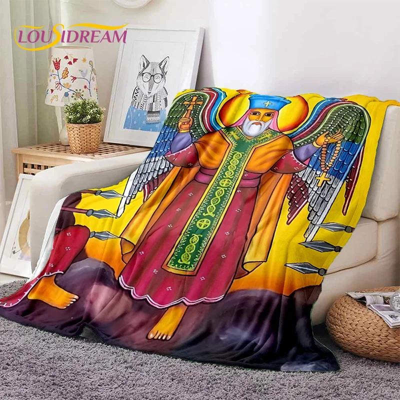 Cartoon Africa Ethiopian Custom Painting Art Soft Flannel Blanket for Bed Bedroom Sofa Picnic,Throw Blanket for Outdoors Leisure