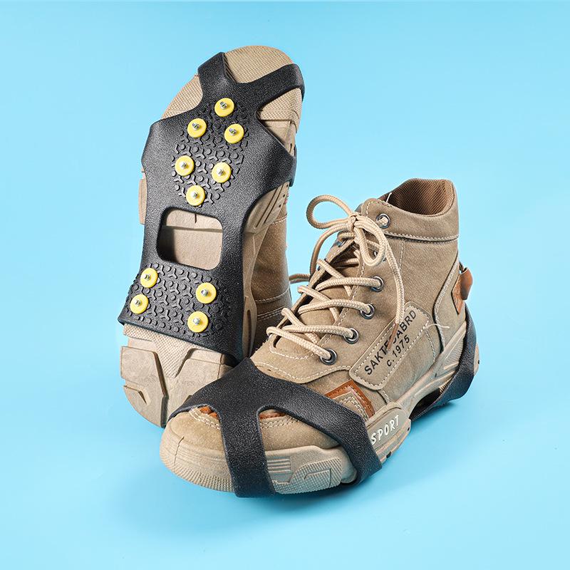 10-Spike Ice & Snow Anti-Slip Shoe Covers for Outdoor Activities - Silicone Cleats for Mountaineering & Rock Climbing Traction