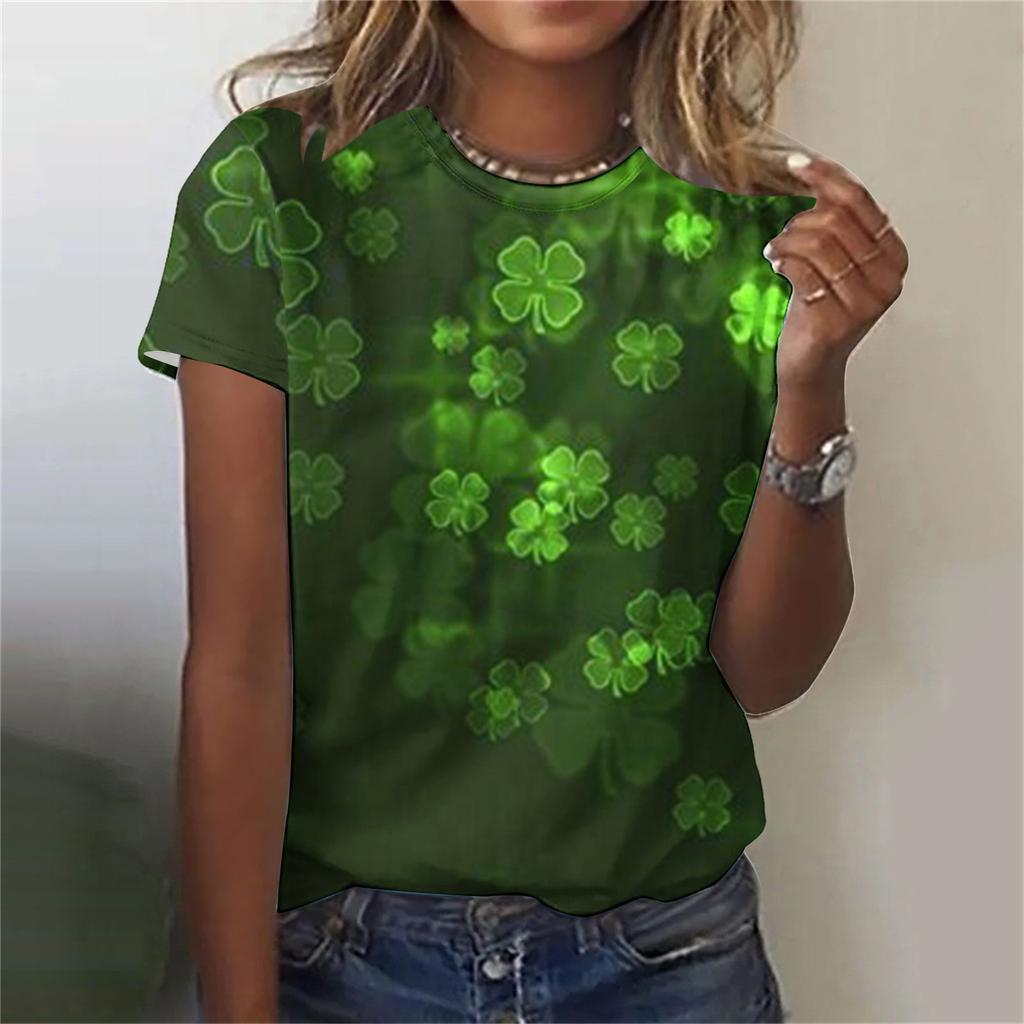 Women's T-shirt 3D Pattern Printed Casual Short Sleeved O-Neck Top Fashionable Street Women's Clothing