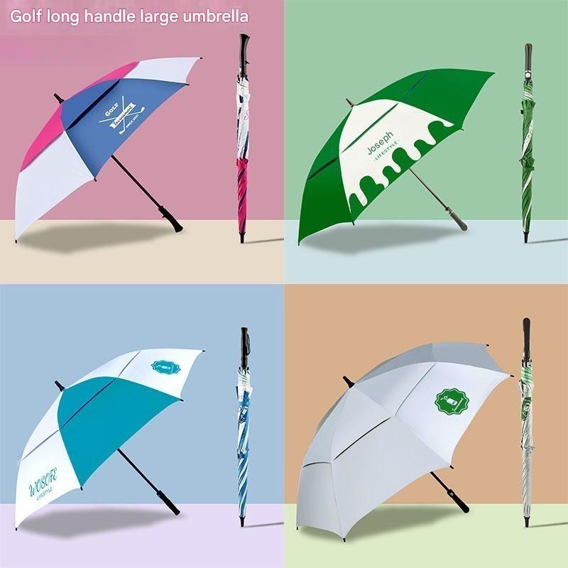 Large Golf Waterproof Umbrella Double-layer Long Handle Wind And Rain Resistant Straight Pole Umbrella Suitable 3-4 People