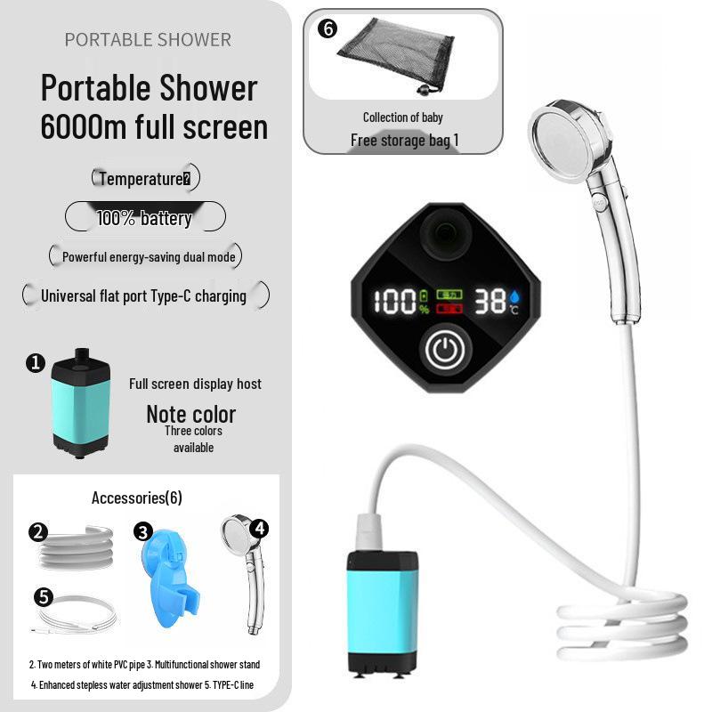 Portable Electric Shower Head Set for Outdoor and Home Use