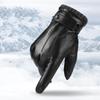 Luvas de pele de carneiro masculinas para inverno, mantenha-se aquecido, forro de pelúcia, luvas grossas para dirigir com tela sensível ao toque, luvas de couro genuíno para homens