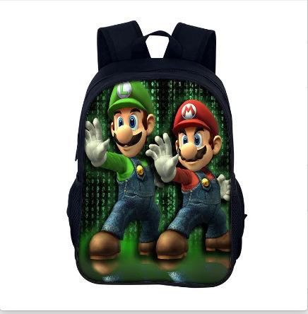 Elementary School Bag Cartoon Animation Backpack Mario Backpack Supermario Schoolbag 17inch single layer backpack