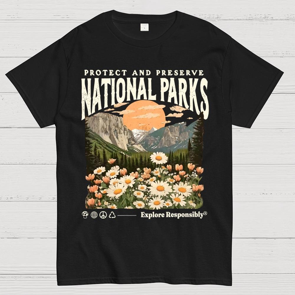 National Parks Unisex 100% Cotton Summer Casual Cool Loose T-Shirt