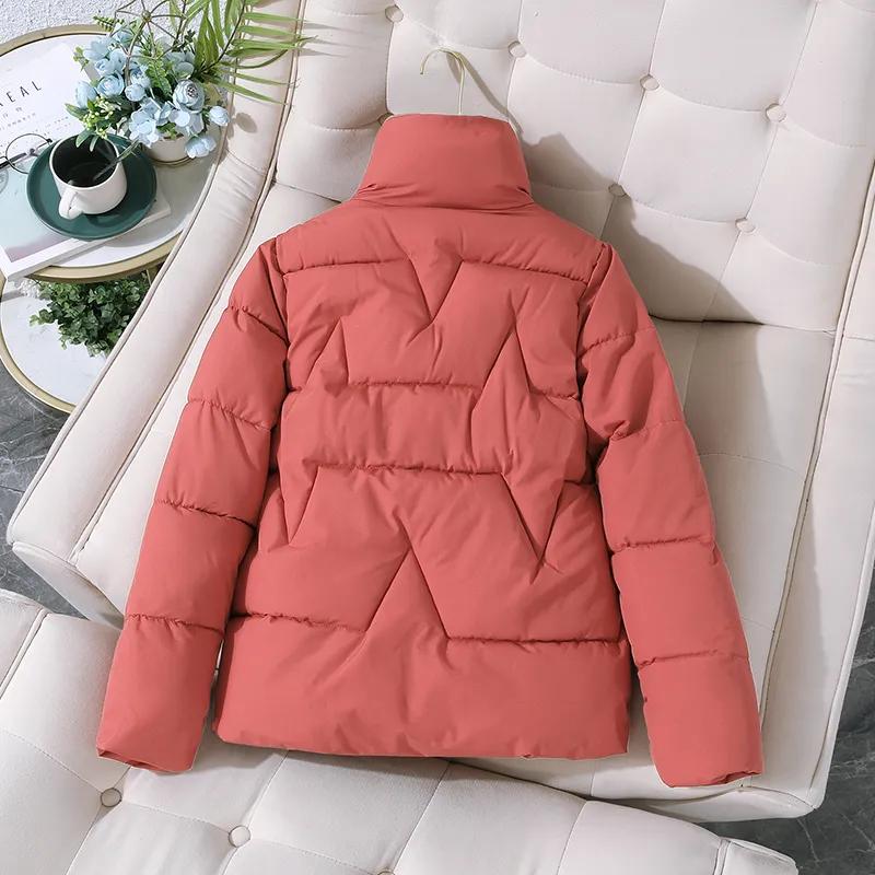 Women's Fall and Winter Korean Version of The Short Section of The Standing Collar Jacket Solid Color Thickened Warm Jacket