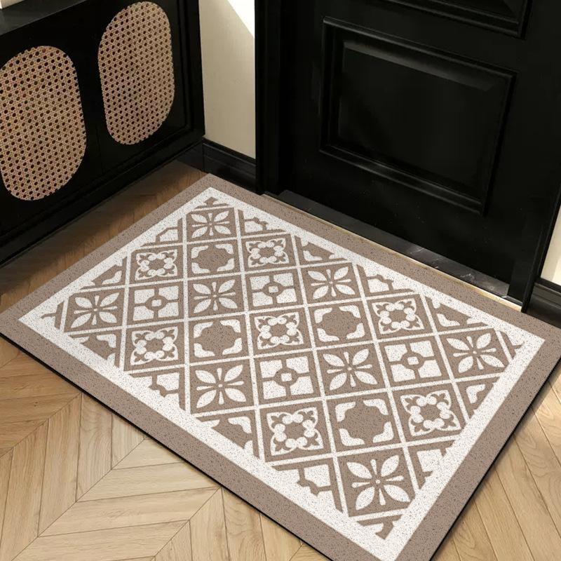 Entry Door Floor Mat Light Luxury Geometric Porch Scraping Mud Rubbing Soil Easy To Take Care Of Foot Pad Door Wear-Resistant Non-Slip Silk Ring Floor