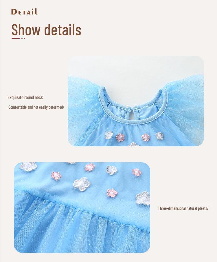 Summer Girls' Mesh Skirt with Swan Embroidery - European Style Princess Dress