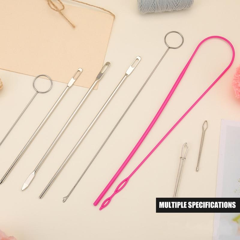 Juego de 8 Piezas de Herramientas Enhebradoras de Cordón Elástico Enhebrador de Cordón Flexible Gancho Giratorio para Cordón Pinzas Herramienta de Enhebrado para Costura