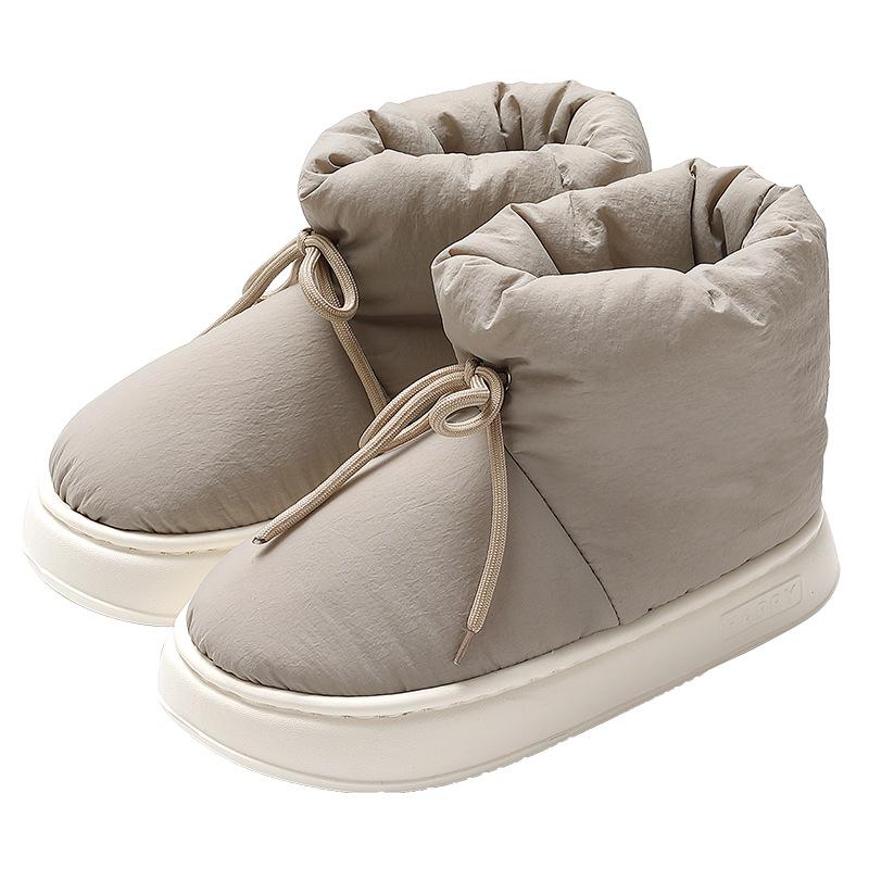 Waterproof Cotton Slippers Women's Winter High-top Indoor Home Household Winter Plush Warm Plush Cotton Shoes Men's Winter