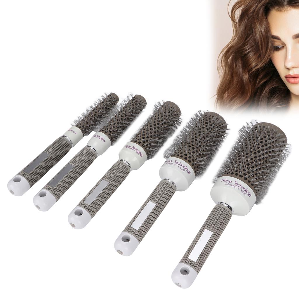 Set de 5 cepillos redondos Cepillo para el cabello con conducción de calor Peine Set de herramientas de peluquería para secado con secador, rizado