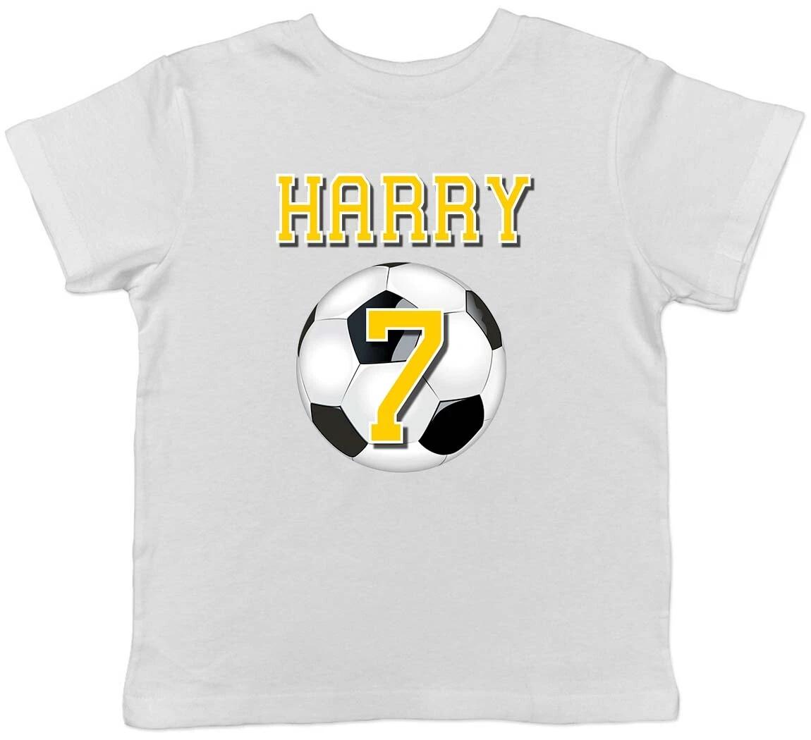 

Personalised Name & Number With Football - Yellow Children Kid T-Shirt Boy Girl 150