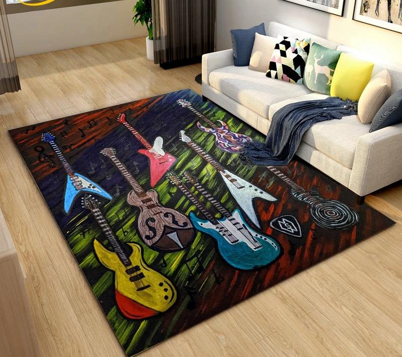 Klassische E-Gitarre Bass Teppich Schlafzimmer Zuhause Weiche Matte Waschbar Wohnzimmer Dekoration Flur Ankleidezimmer Couchtisch Teppich