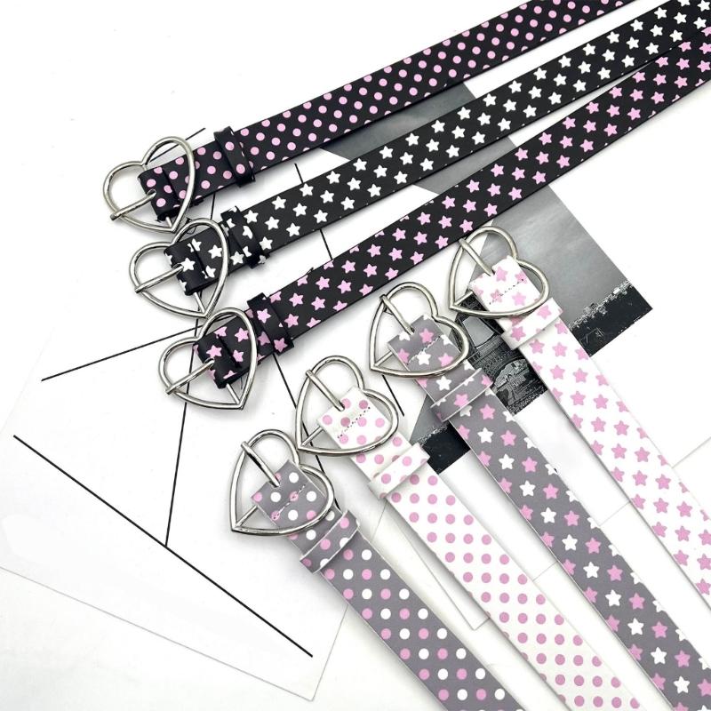 Stylish Star Embellished Heart Clasp PU Belt Decoratvie Waistband for Casual and Formal Outfits 4 Color Option