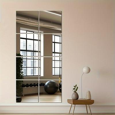 8pcs Classic Square Wall Mirror Tiles,25cm X25cm, Easy Stick-On Installation