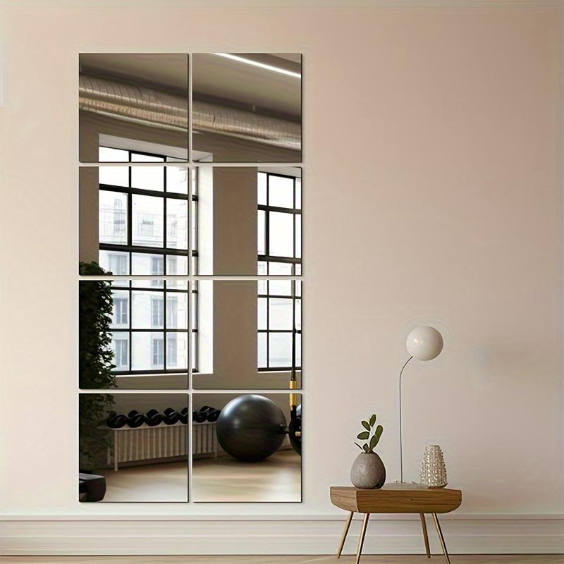 8pcs Classic Square Wall Mirror Tiles,25cm x25cm, Easy Stick-On Installation