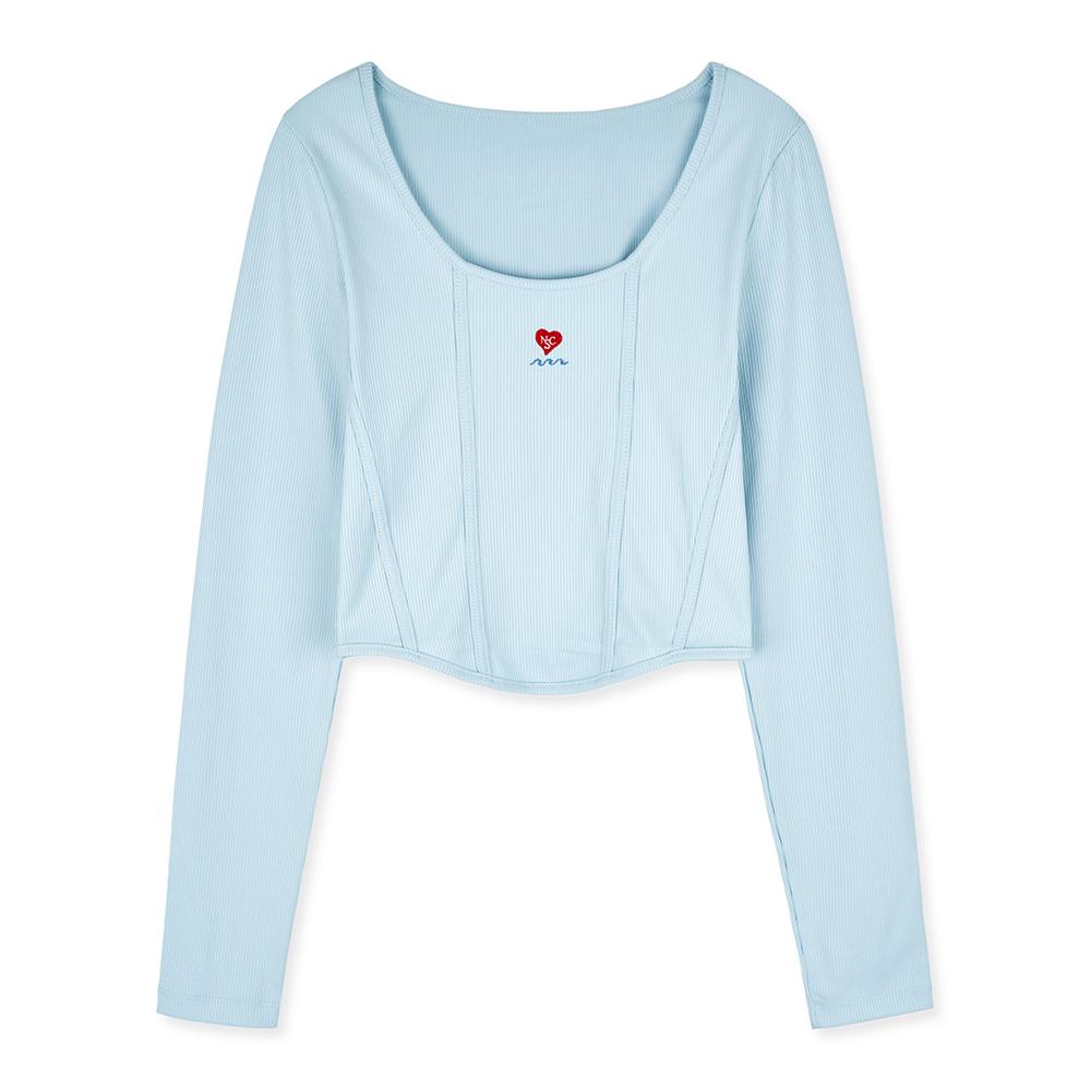 Naked Surf Club Heart Corset U-Neck T-Shirt (Sky Blue) Sky Blue/F