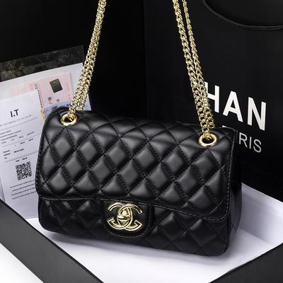 Women's Bag New Fashionable Retro Versatile High-end Diamond Chain Bag Leather Shoulder Messenger Bag Tide