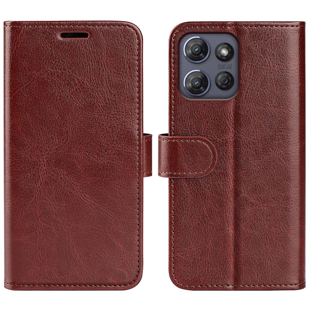 

Для Motorola Moto G Power (2025) Чехол-кошелек из кожи с текстурой Crazy Horse, подставка, кожаный чехол для телефона Brown