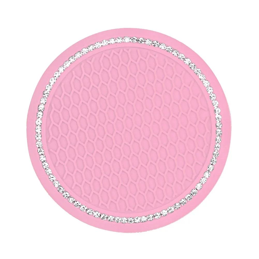 Car Water Cup Pad Holders Non-slip Diamond Rhinestone Rubber Mat for Bottle Holder Coaster Auto Interior Anti-skid Cup Holders