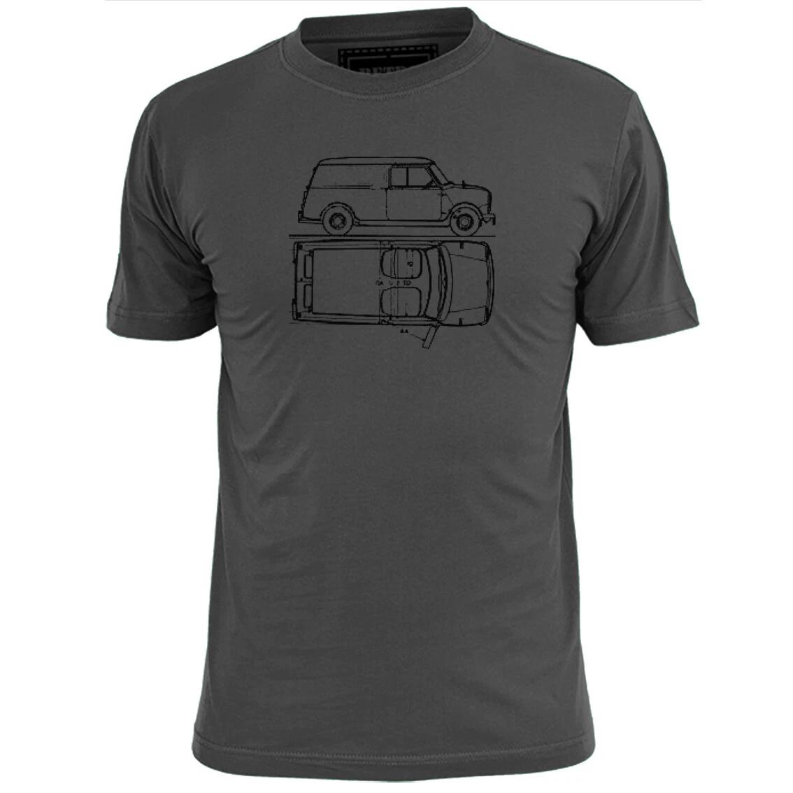 Mens Austin Mini Van Car Blueprint T shirt S