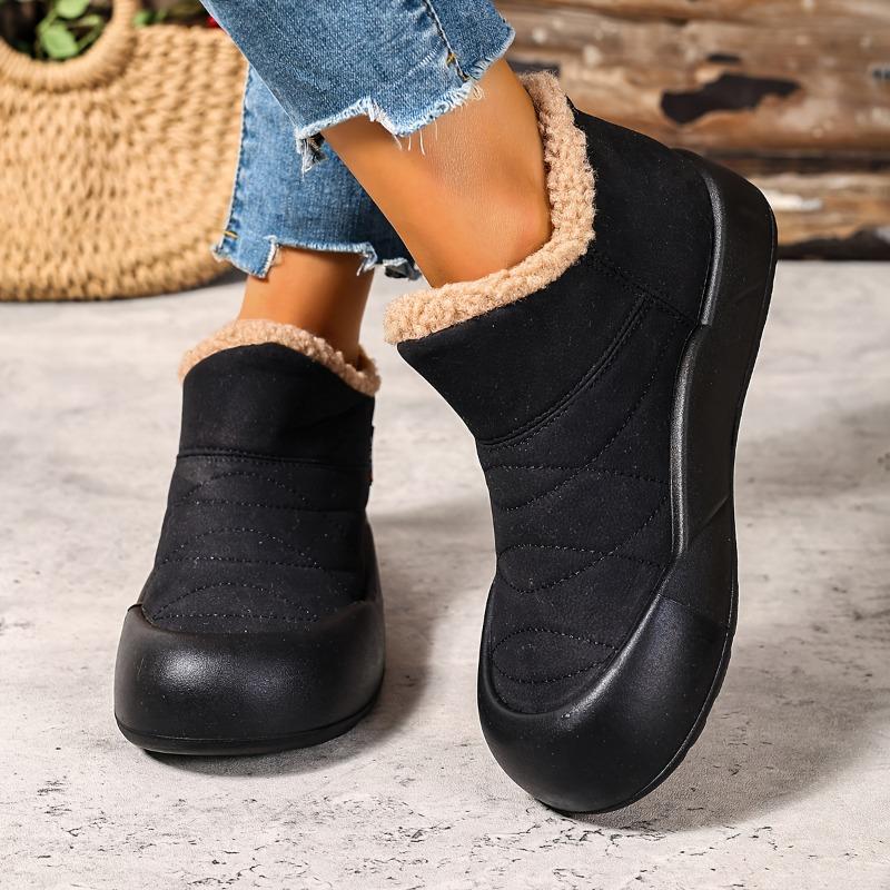 Botas de Invierno de Felpa para Mujer de Piel Sintética Suaves Cálidas y Ligeras Color Beige Amigable con Diseño de Caña Baja