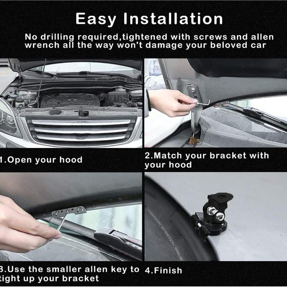 2PCS Stainless Steel LED Light Holder Bonnet Fix Rack for Cars / Trucks / SUVs /UTVs Offroad Mod