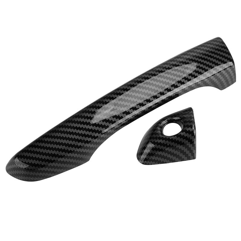 1 Set Car Exterior Door Handle Cover Trim Fit for Hyundai Elantra 2017- Carbon Fiber Style ABS