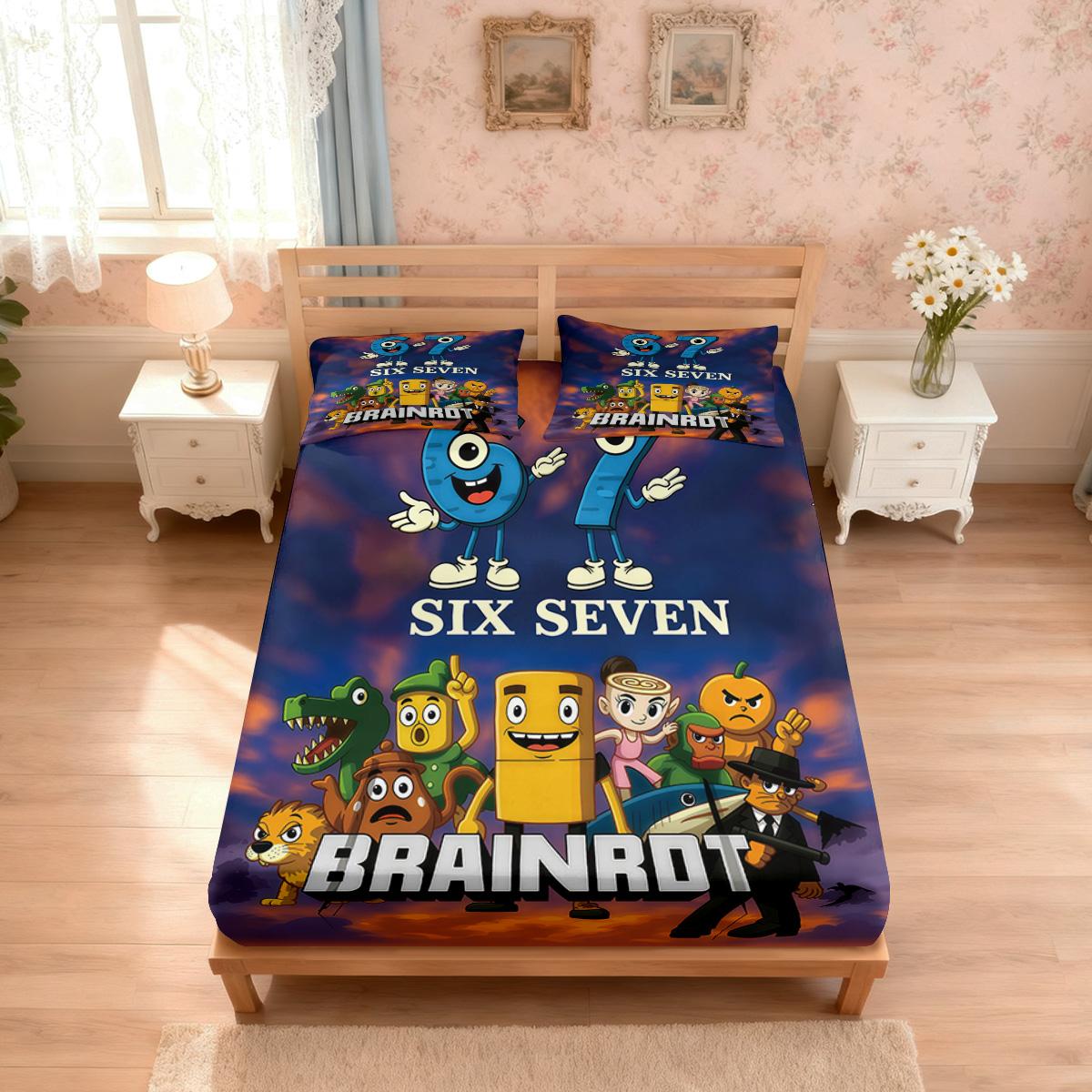 3Pcs Pixel Style Building Block 67 Print Coreless Bed Sheet Set Multi Size Bed Cover Bedroom Bedding Decoration Machine Washable 180x200