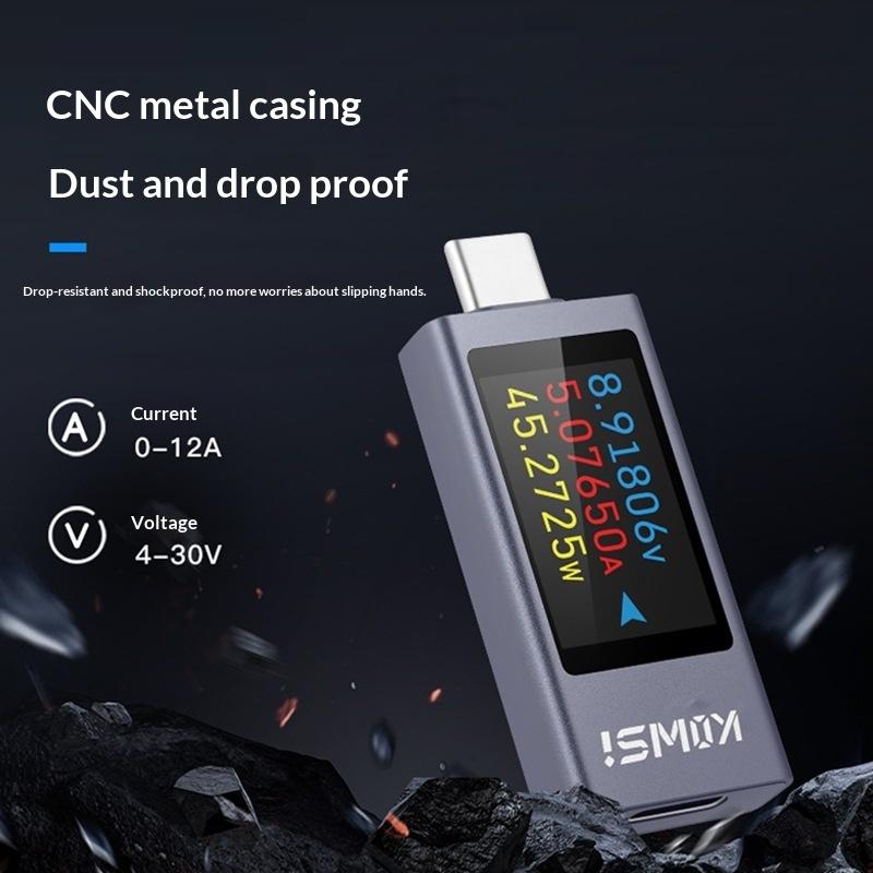 Typ-C Strom Spannung Kapazität Handy USB-Tester DC 4-30V 0-12A Leistungsmesser Tester PD Mobiler Stromerkennungs-Test