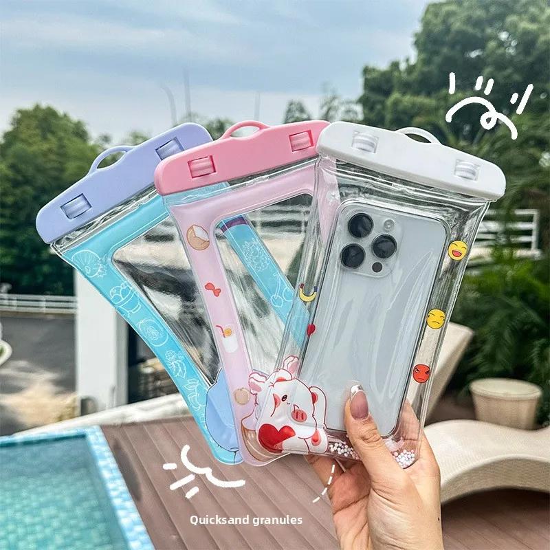 Cartoon Anti Sinking Air Waterproof Phone Bag Pouch for Apple IPhone Xiaomi Samsung Swimming Drifting Cute Touchable Lanyard