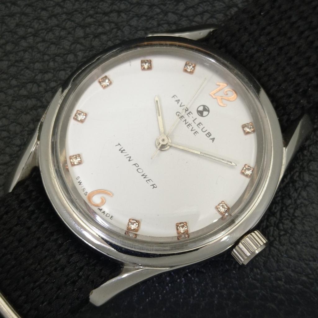 POUŽITÉ NATAHOVACÍ HODINKY FAVRE LEUBA GENEVE TWIN POWER ŠVÝCARSKÉ PÁNSKÉ HODINKY S BÍLÝM CIFERNÍKEM a432150-2 R110-a432150