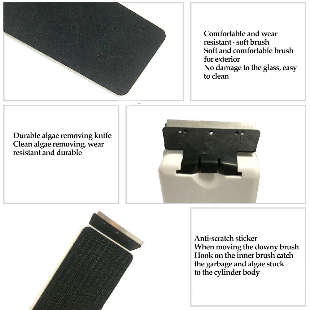 Aquarium Double Sides Magnetic Brush Fish Tank Glass Floating Scraper Cleaning Tool