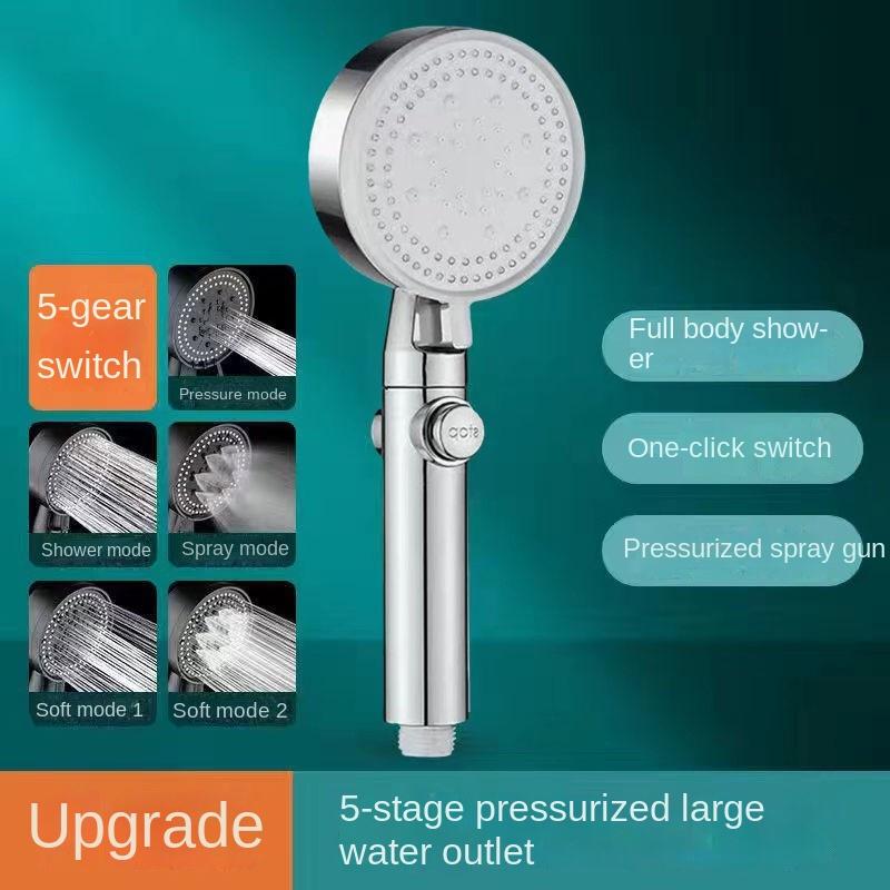 

Premium Pressure Shower Head One-Key Stop Spray Nozzle Water 5 Models Knobs Saving Portable Shower Head Bathroom Accessories