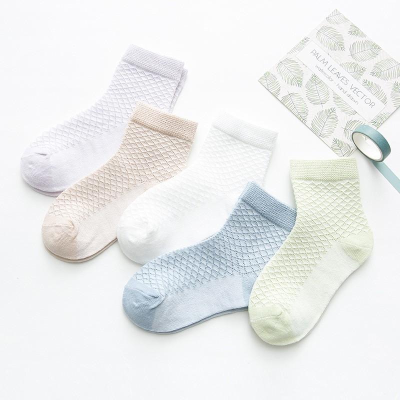 5Paare/Los 0-1Jahre Kleinkind Babysocken Einfarbig Sommersocken für Mädchen Baumwolle Netz Niedliche Neugeborenen Jungensocken Babykleidung Zubehör