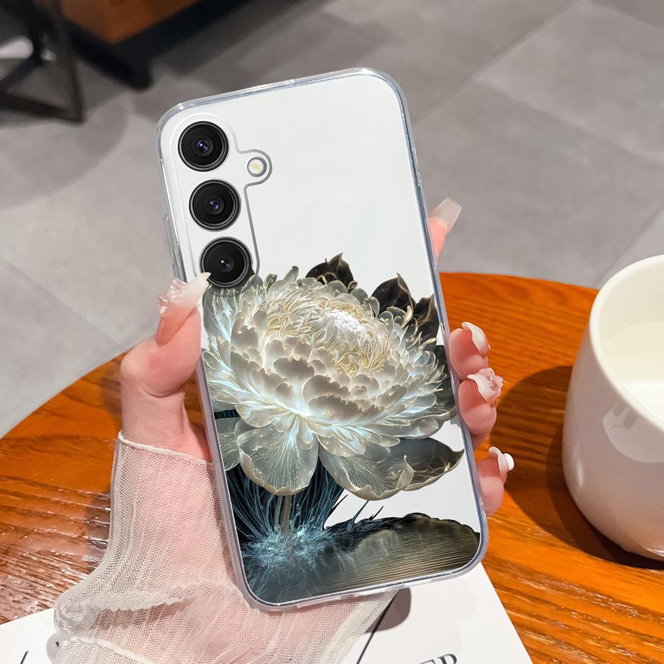 Case For Samsung Galaxy S25 FE Plus Ultra Clear Painted Flowers Back Cover For Samsung S 25 Ultra Soft Shockproof Phone Cases