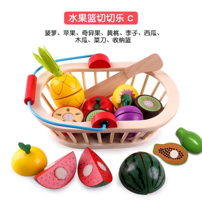 Wooden Children'S Early Education Simulation Playing House Fruits And Vegetables Velcro Cheche Le Creative Kitchen Toys