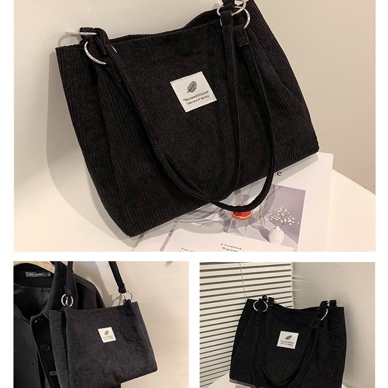 Casual Women's Corduroy Shoulder Bag Ladies Tote Bag Fashion Handbag Messenger Bags Portable Crossbody Shopper Bag For Ladies