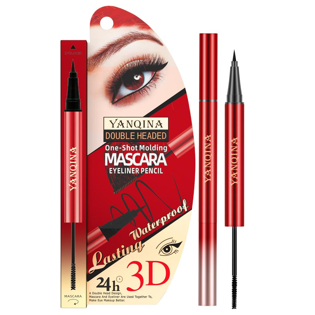 YANQINA  Double Header, One -eyed Pen -speed Dry Waterproof, Makeup Roll, Tap Fiber Long Mascara