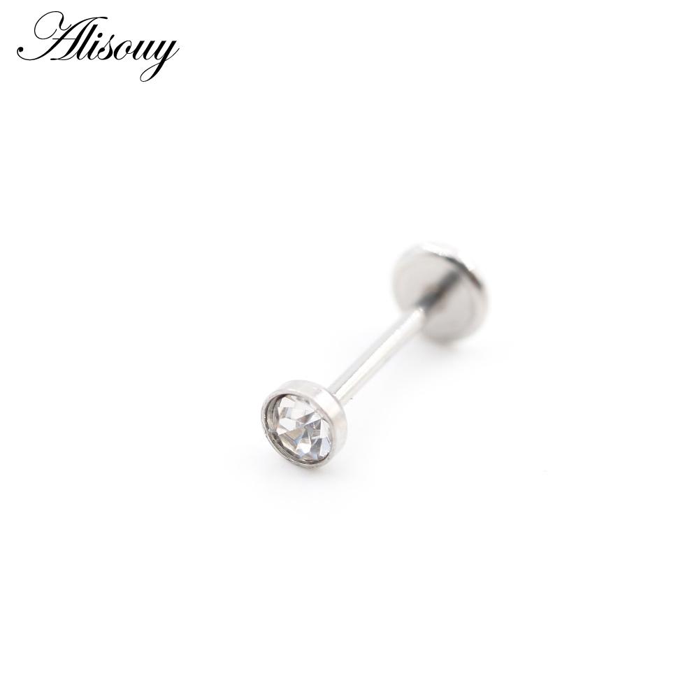 

Alisouy 1PC безрезьбовой нержавеющей стали циркониевый анодированный лабрет губа гвоздик кольцо ухо козелок хрящ серьги пирсинг ювелирные изделия #1 0.8*6*2mm
