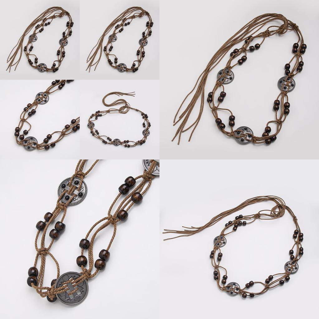 Bohemian Waist Rope Handmade Cotton Linen Ethnic Belt For Summer Vacation Casual Outfits