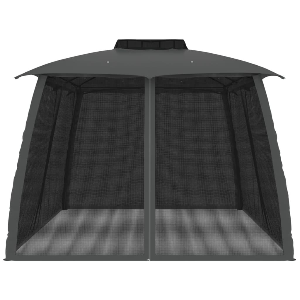 Vidaxl Gazebo With Double Roof and Netting Around, Anthracite, 2.93X2.93 M