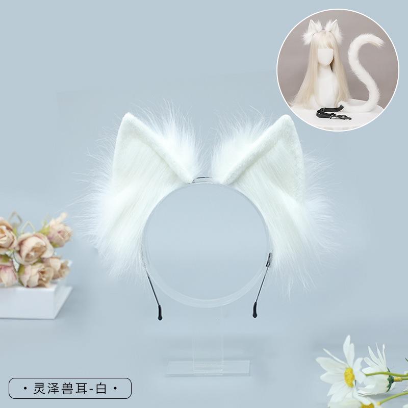 Un accessoire d'oreille d'animal simulé, une robe de fête mignonne de bande dessinée, un couvre-chef fait main, un serre-tête en peluche oreilles de chat pour femme.