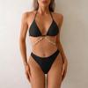 Women’s Bikini Set with Adjustable Neck Shell Chain and High Waist Swimsuit for Beach Pool Resort