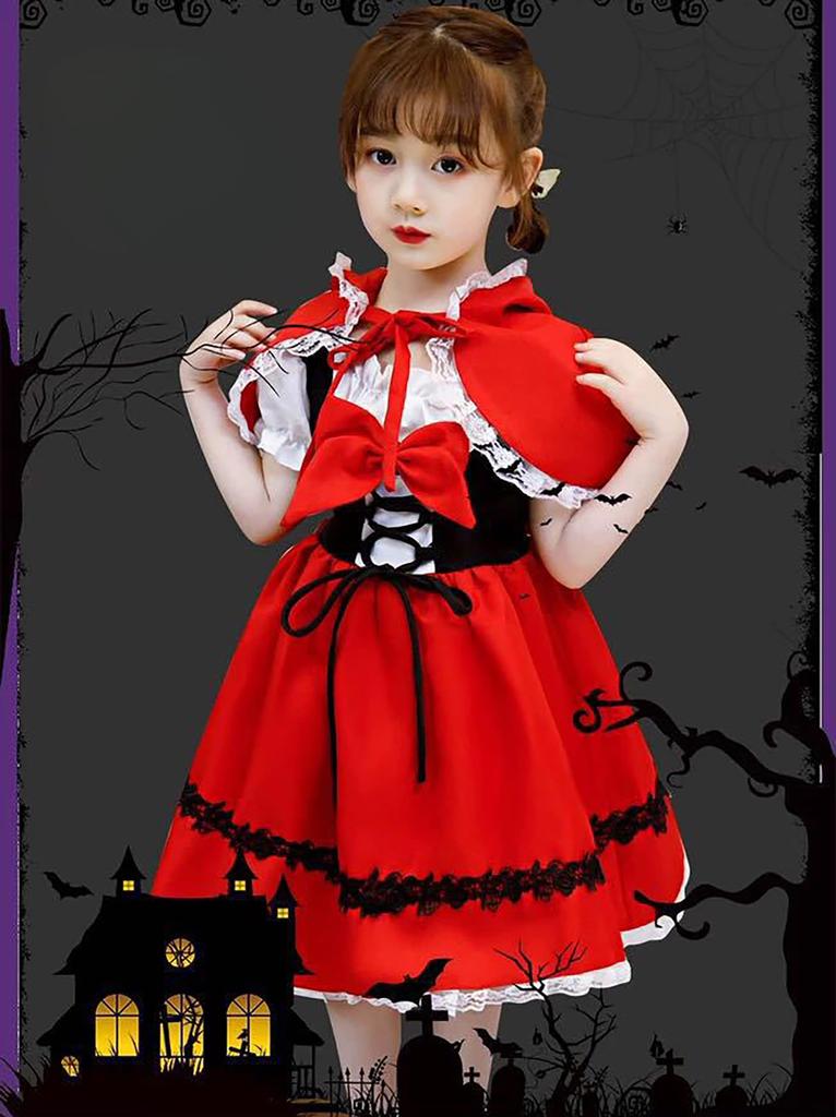Halloween Cosplay for Little Red Riding Hood Kids Ribbon Cosplay Little Red Riding Hood Kids Halloween Kids Christmas Costume School Stage Birthday